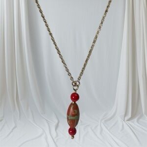 Handmade African Bead and Chain Necklace